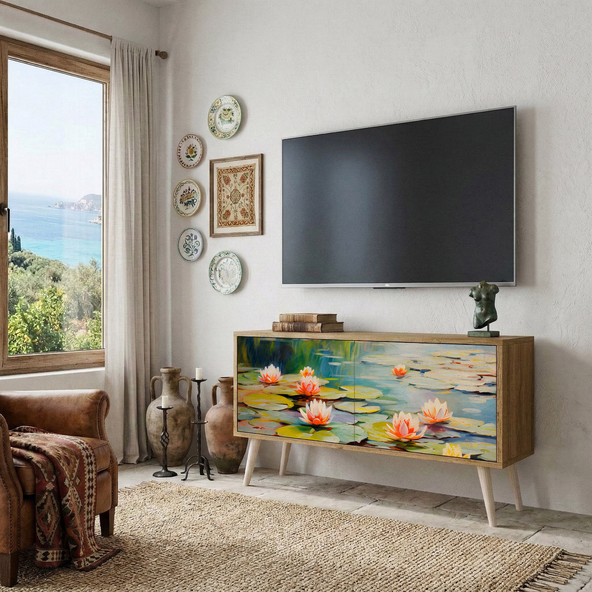 BLOOMING WATERS Kompaktní dvoudveřový TV stolek