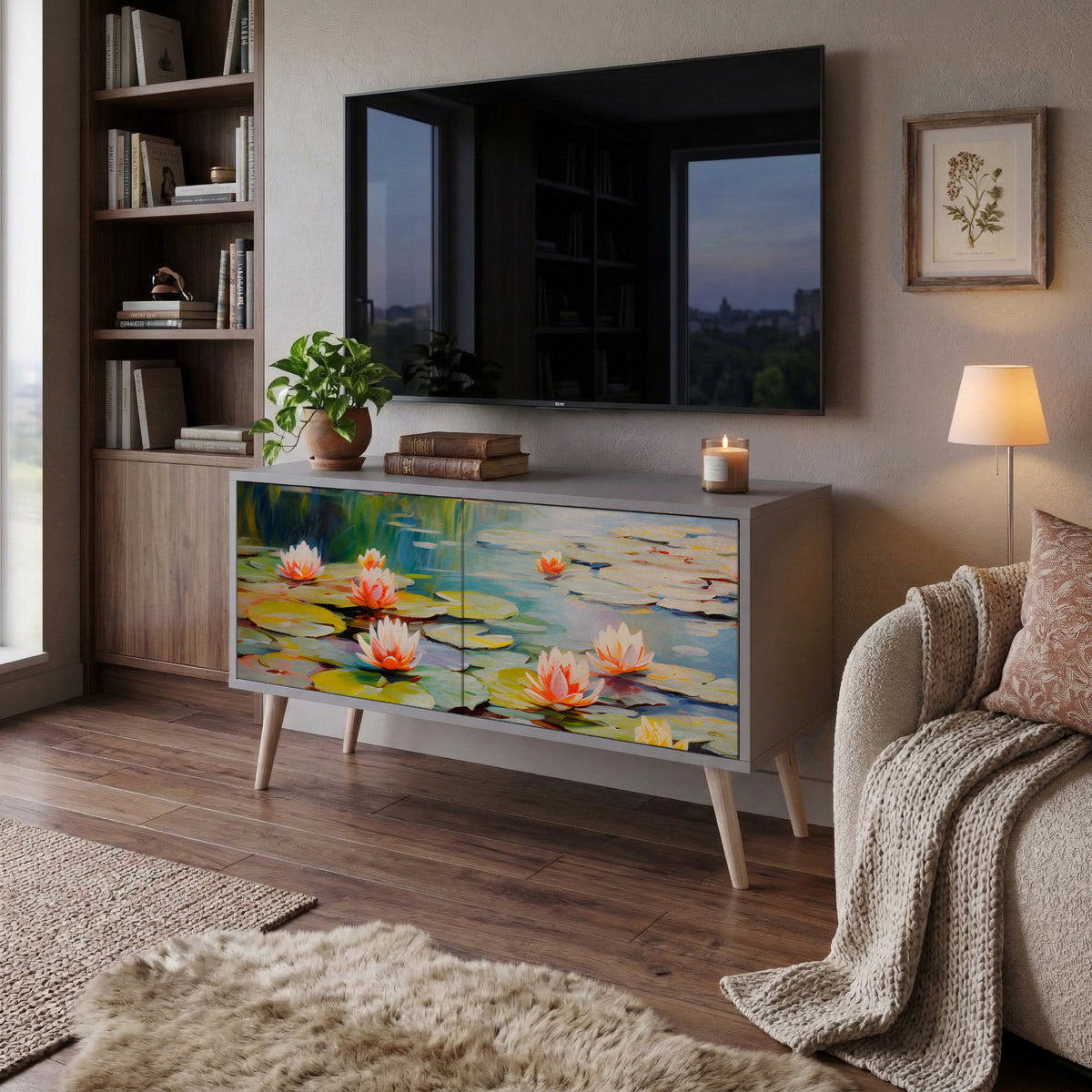 BLOOMING WATERS Kompaktní dvoudveřový TV stolek