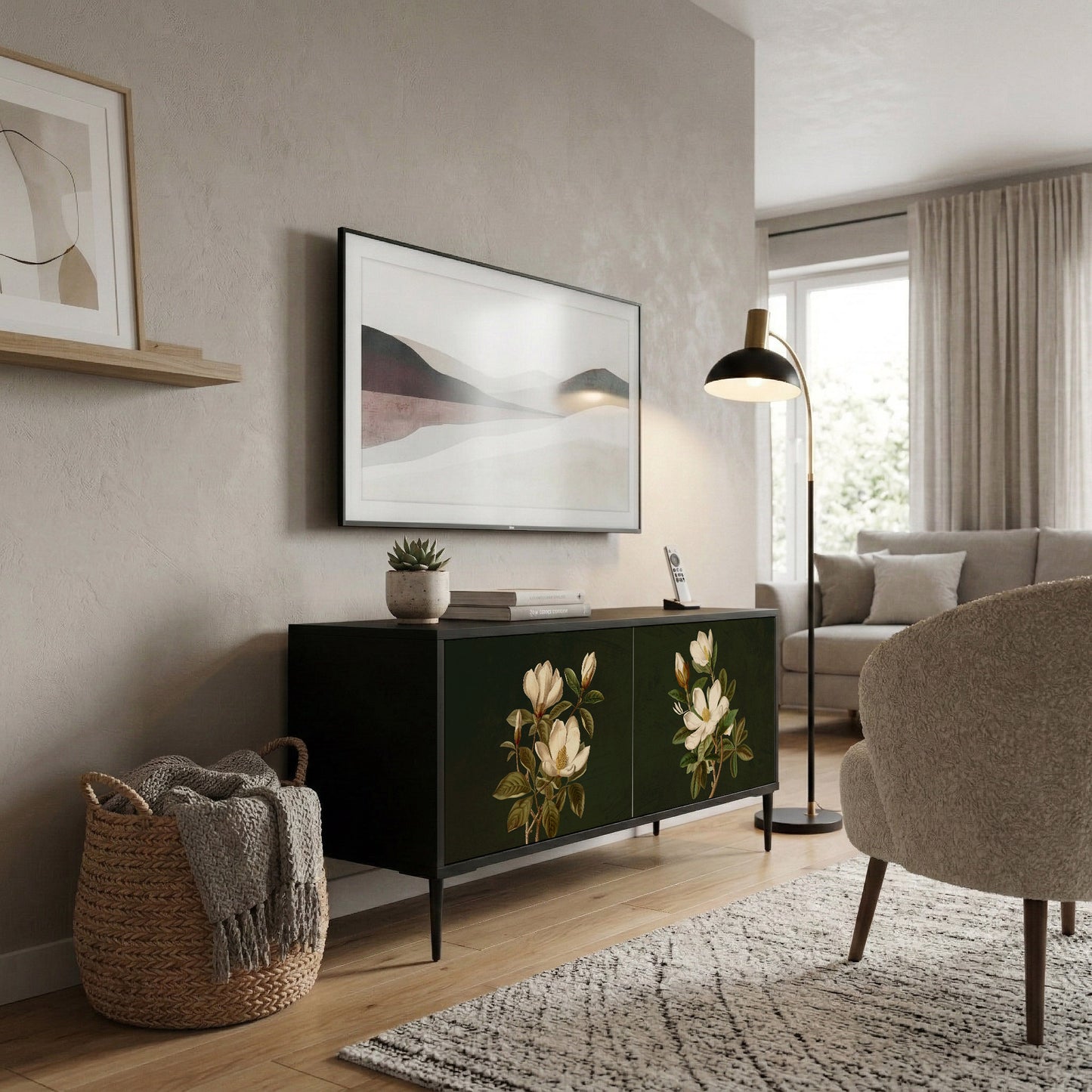 FLORAL NOIR Kompaktní dvoudveřový TV stolek