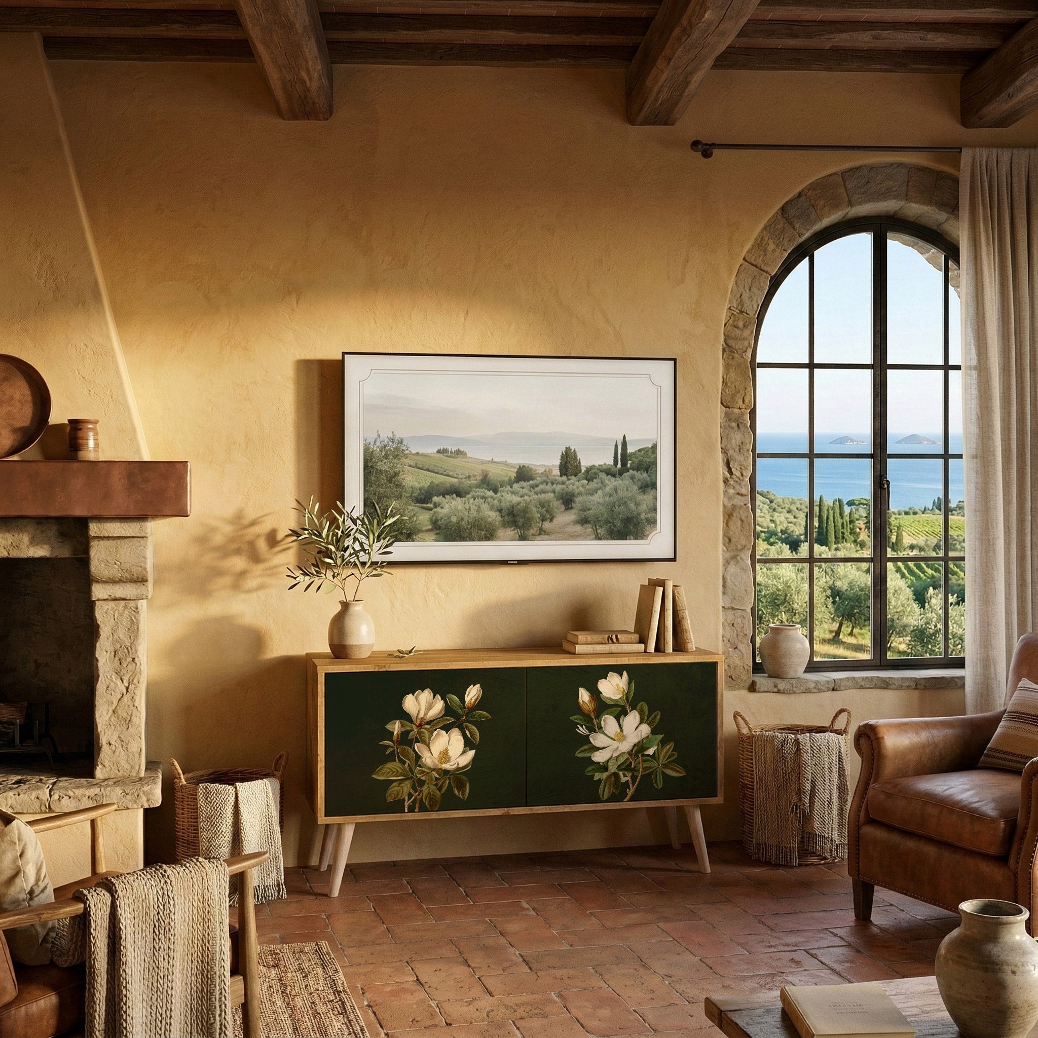 FLORAL NOIR Kompaktní dvoudveřový TV stolek