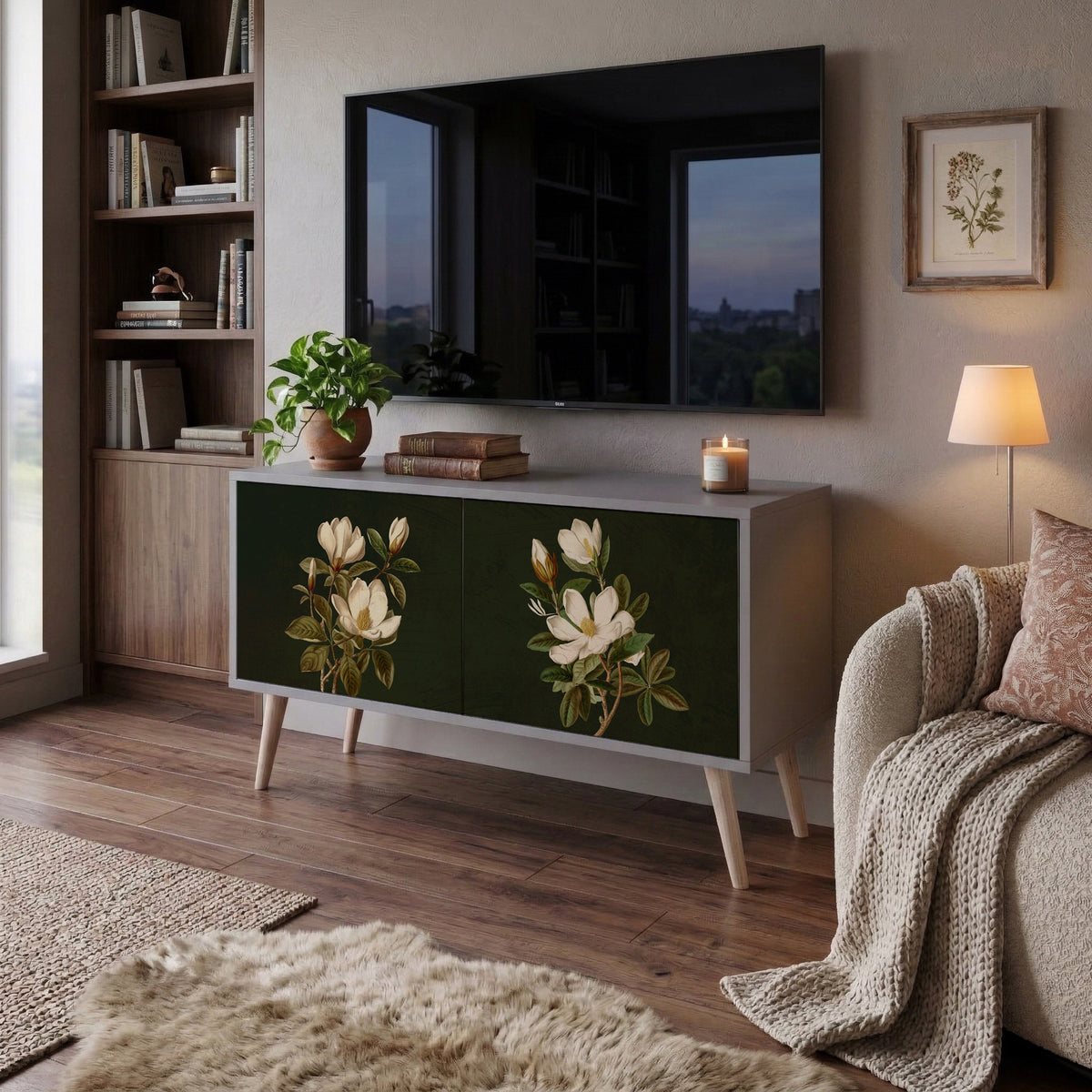 FLORAL NOIR Kompaktní dvoudveřový TV stolek