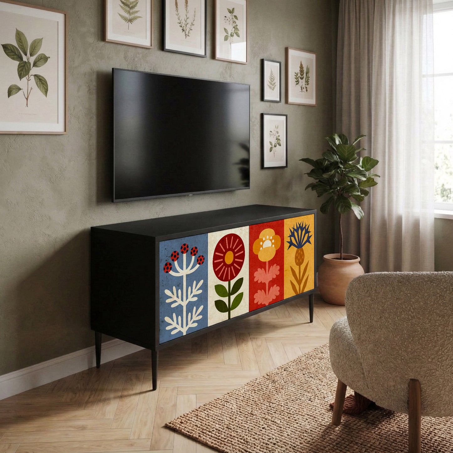 SCANDIC FLOWERET Kompaktní dvoudveřový TV stolek