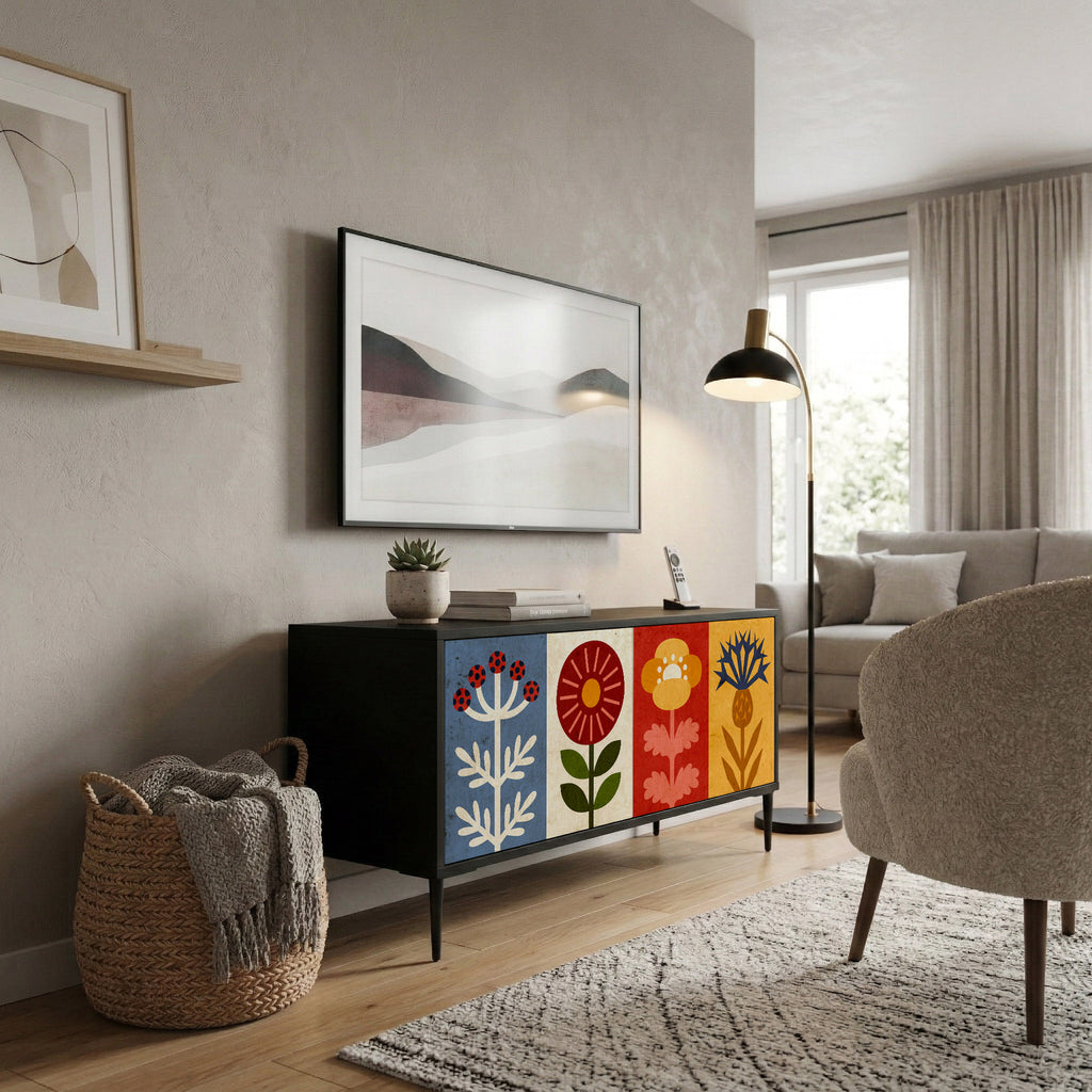 SCANDIC FLOWERET Kompaktní dvoudveřový TV stolek