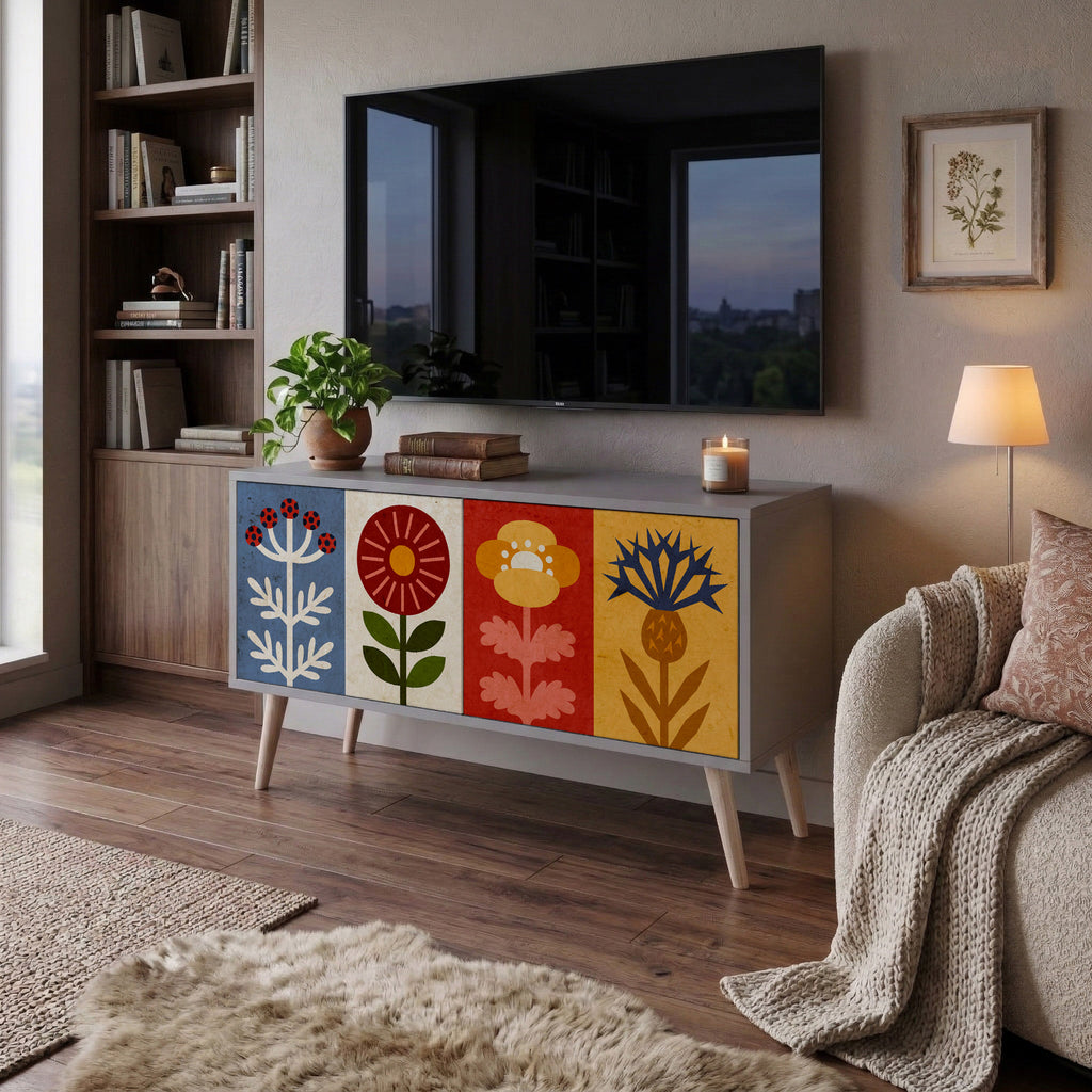 SCANDIC FLOWERET Kompaktní dvoudveřový TV stolek