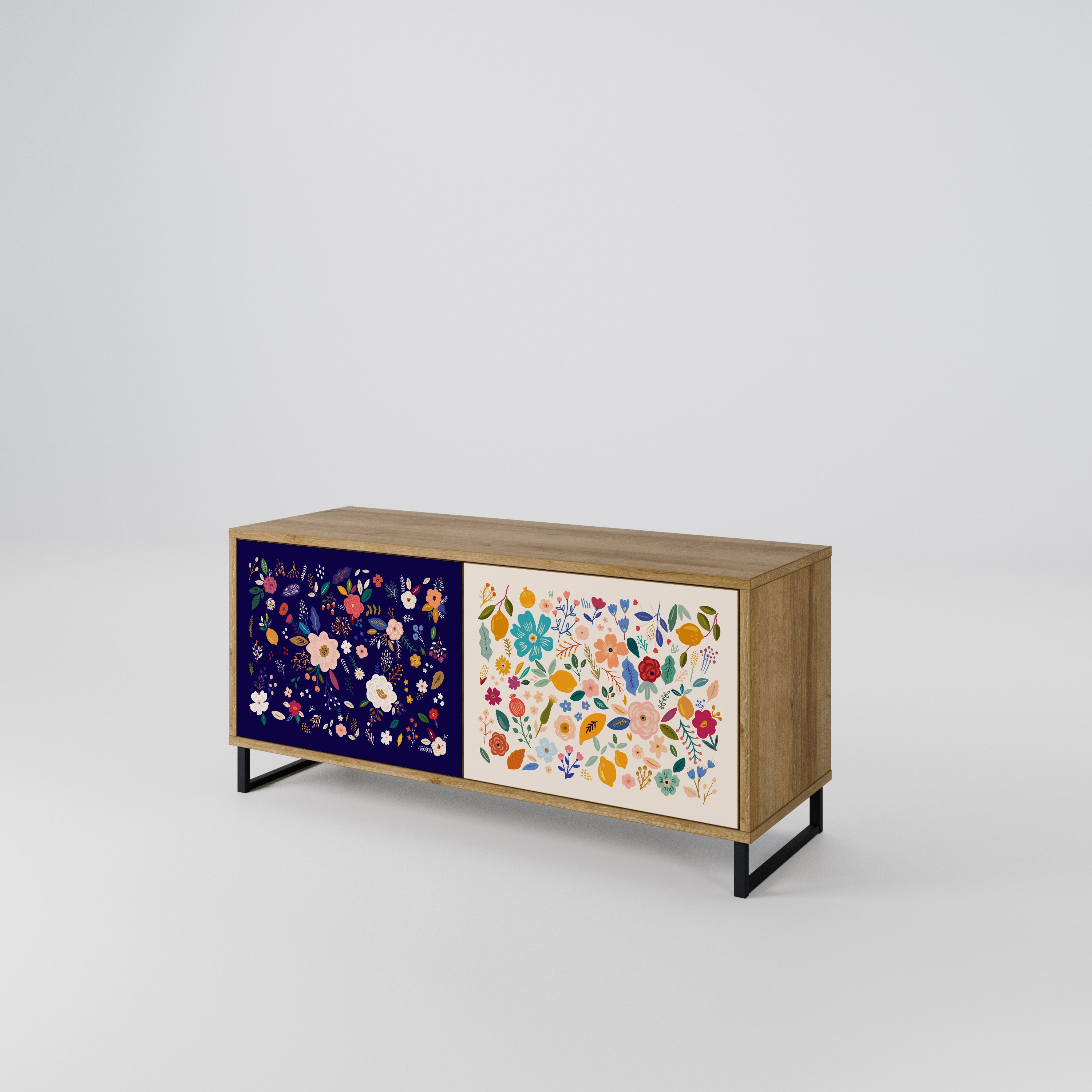 FLORAL COMBINATION Compact 2-Door TV Cabinet