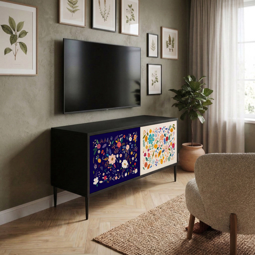 FLORAL COMBINATION Kompaktní dvoudveřový TV stolek