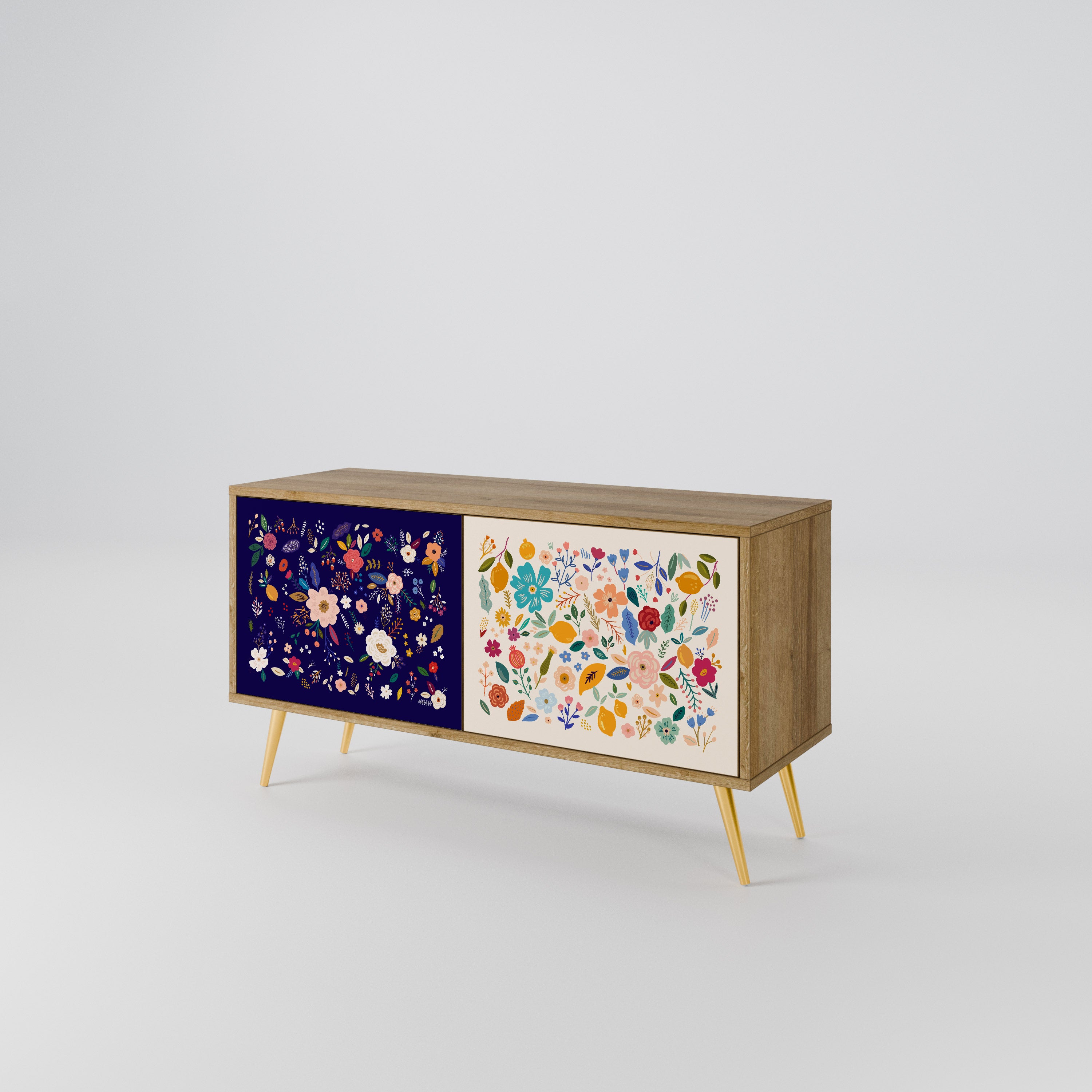 FLORAL COMBINATION Compact 2-Door TV Cabinet
