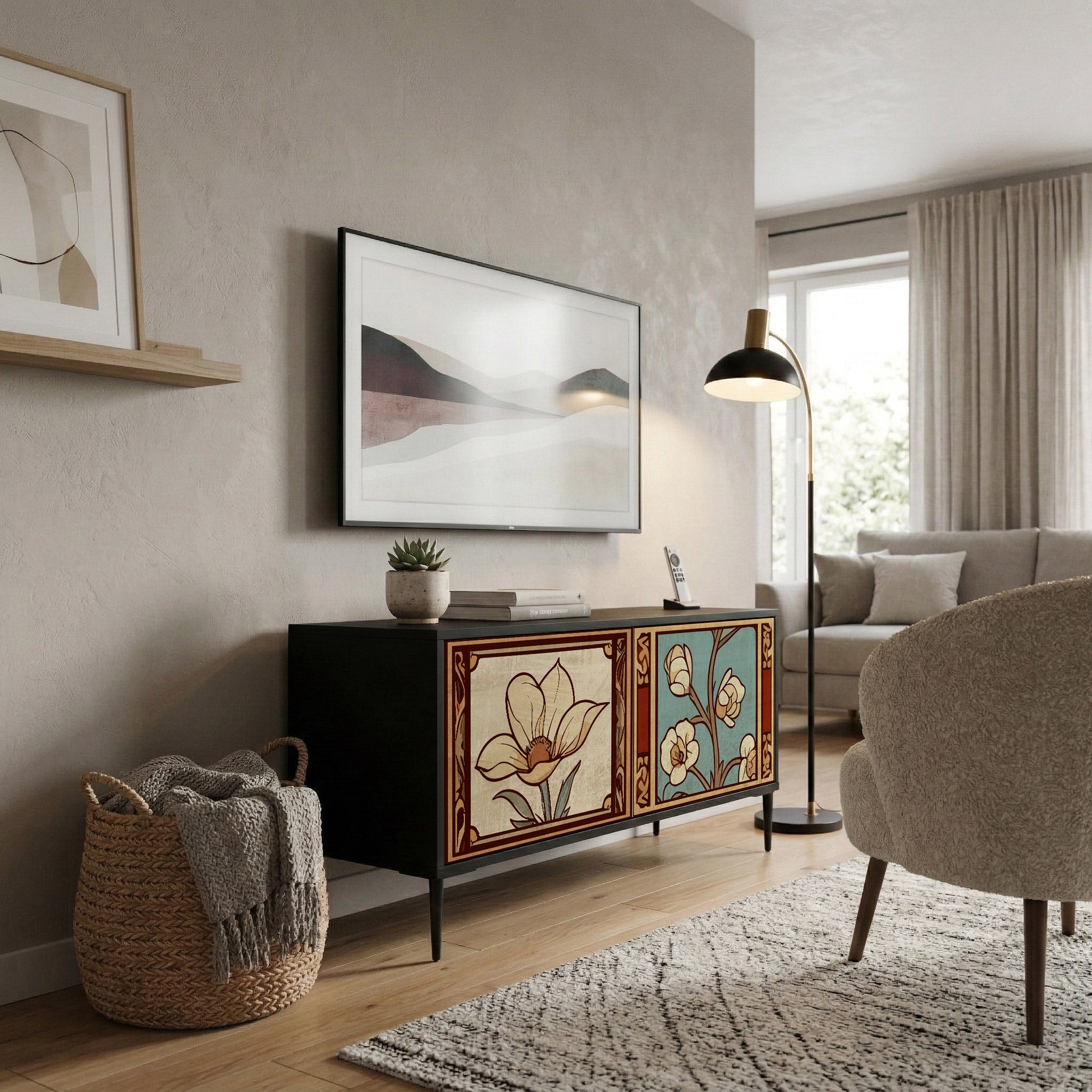 TIMELESS FLORA Kompaktní dvoudveřový TV stolek