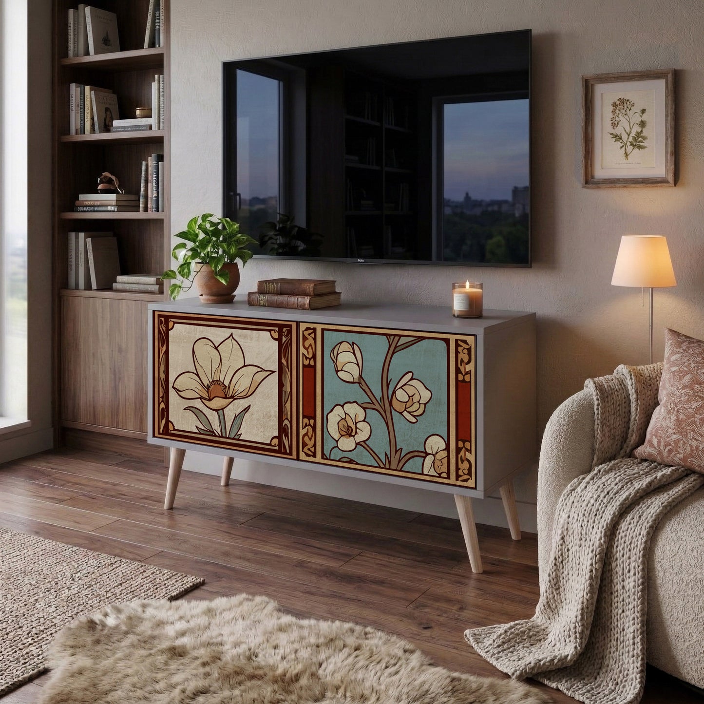 TIMELESS FLORA Kompaktní dvoudveřový TV stolek