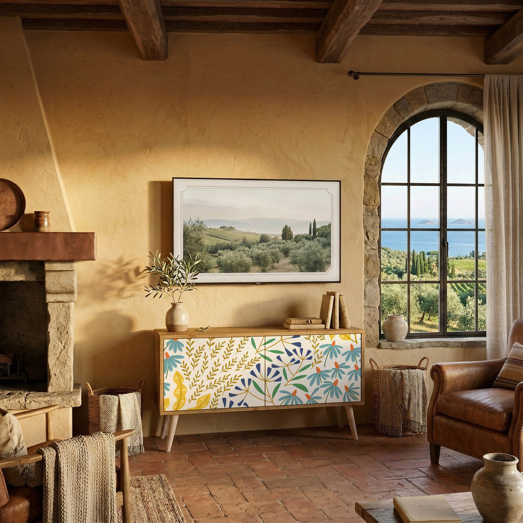 HELLO SPRING Kompaktní dvoudveřový TV stolek