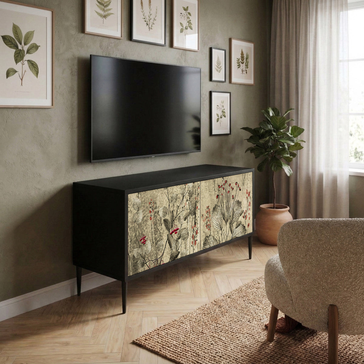 HERBAL GRACE Kompaktní dvoudveřový TV stolek