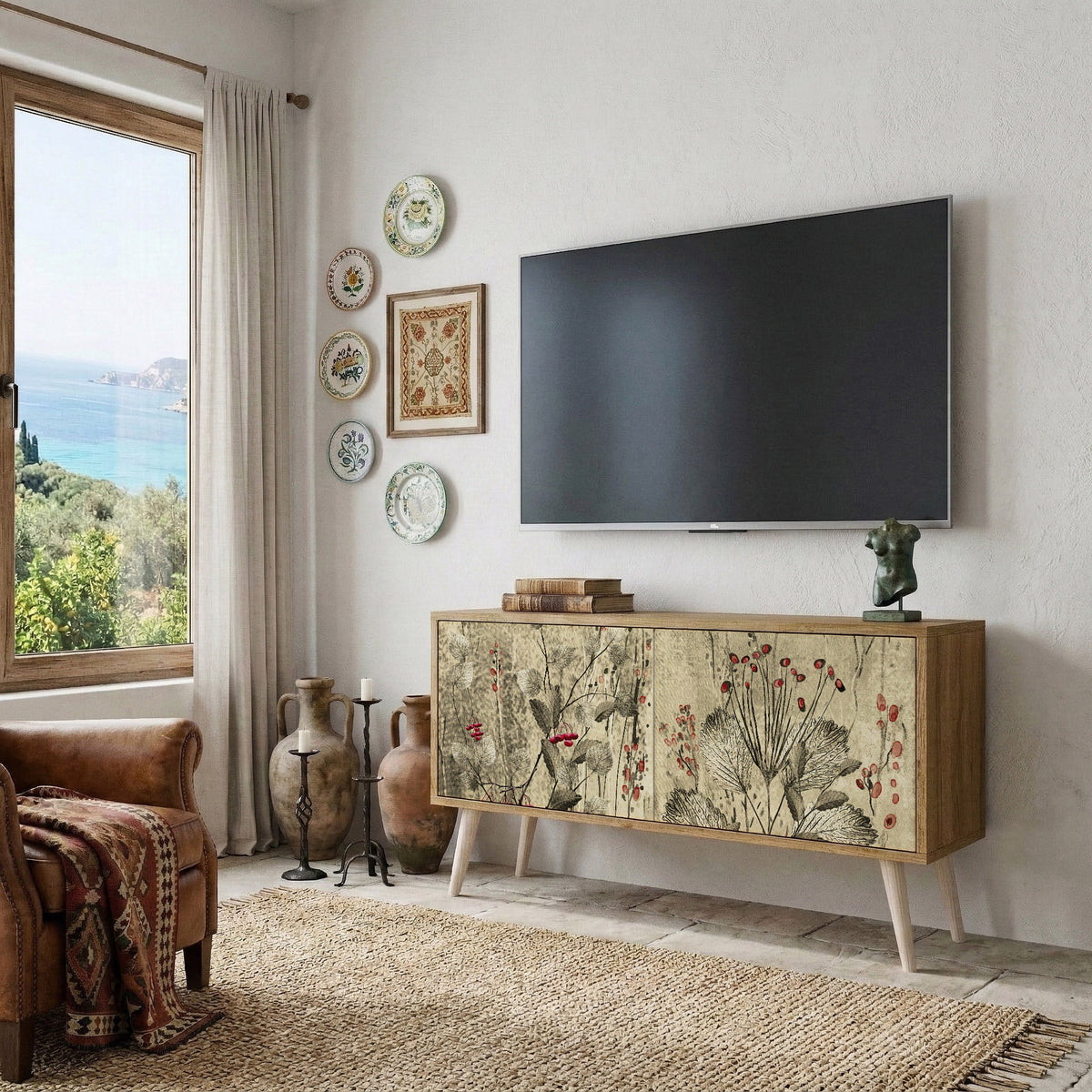 HERBAL GRACE Kompaktní dvoudveřový TV stolek
