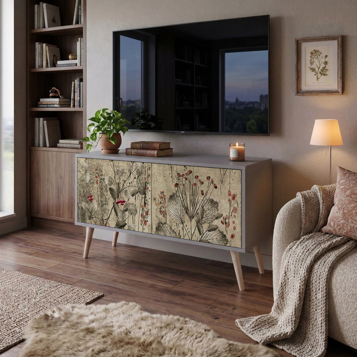 HERBAL GRACE Kompaktní dvoudveřový TV stolek
