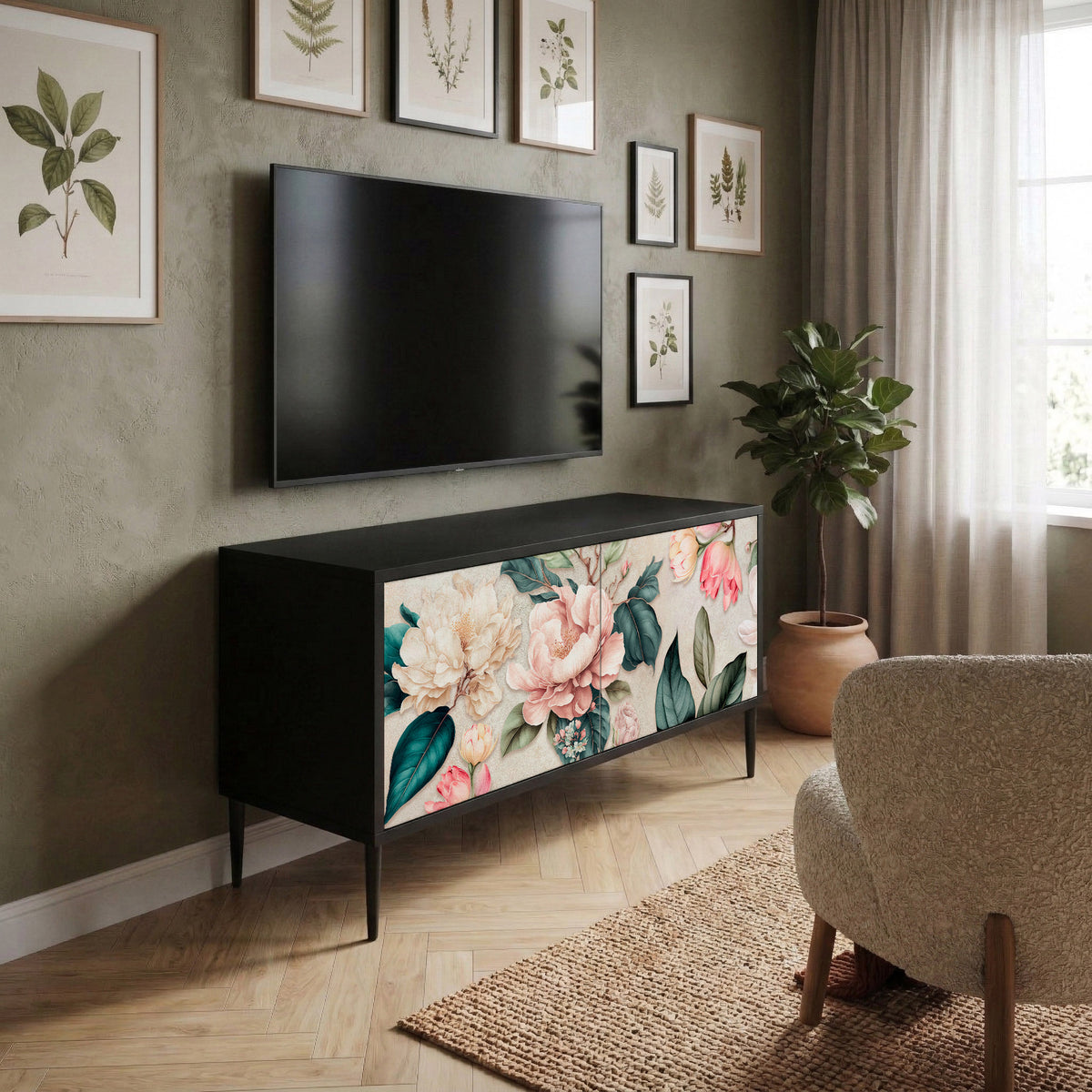 FLORAL GRACE Kompaktní dvoudveřový TV stolek