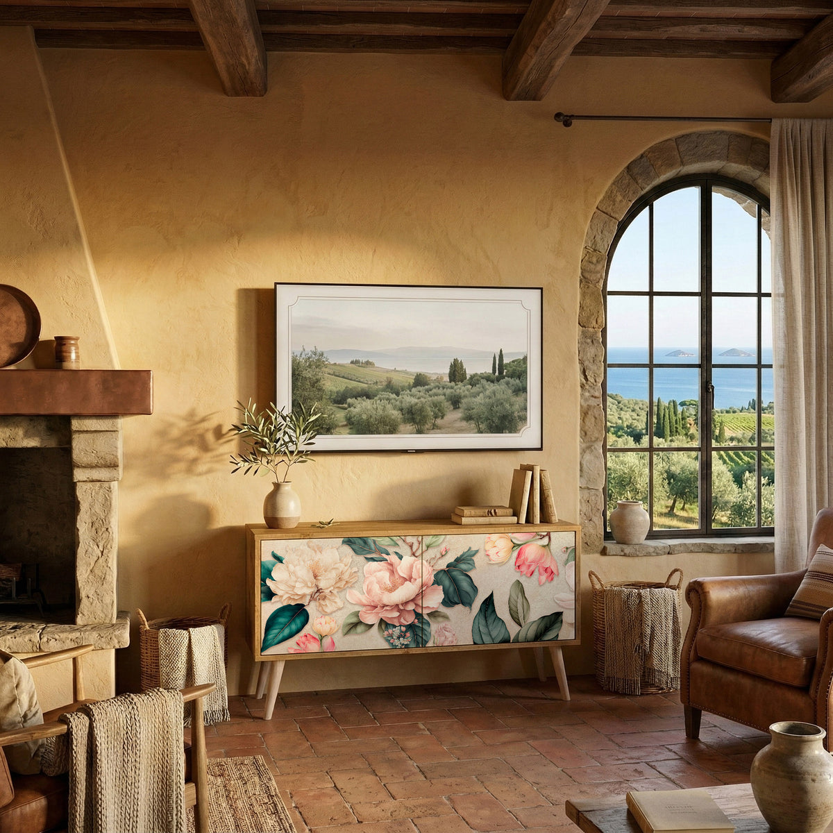 FLORAL GRACE Kompaktní dvoudveřový TV stolek