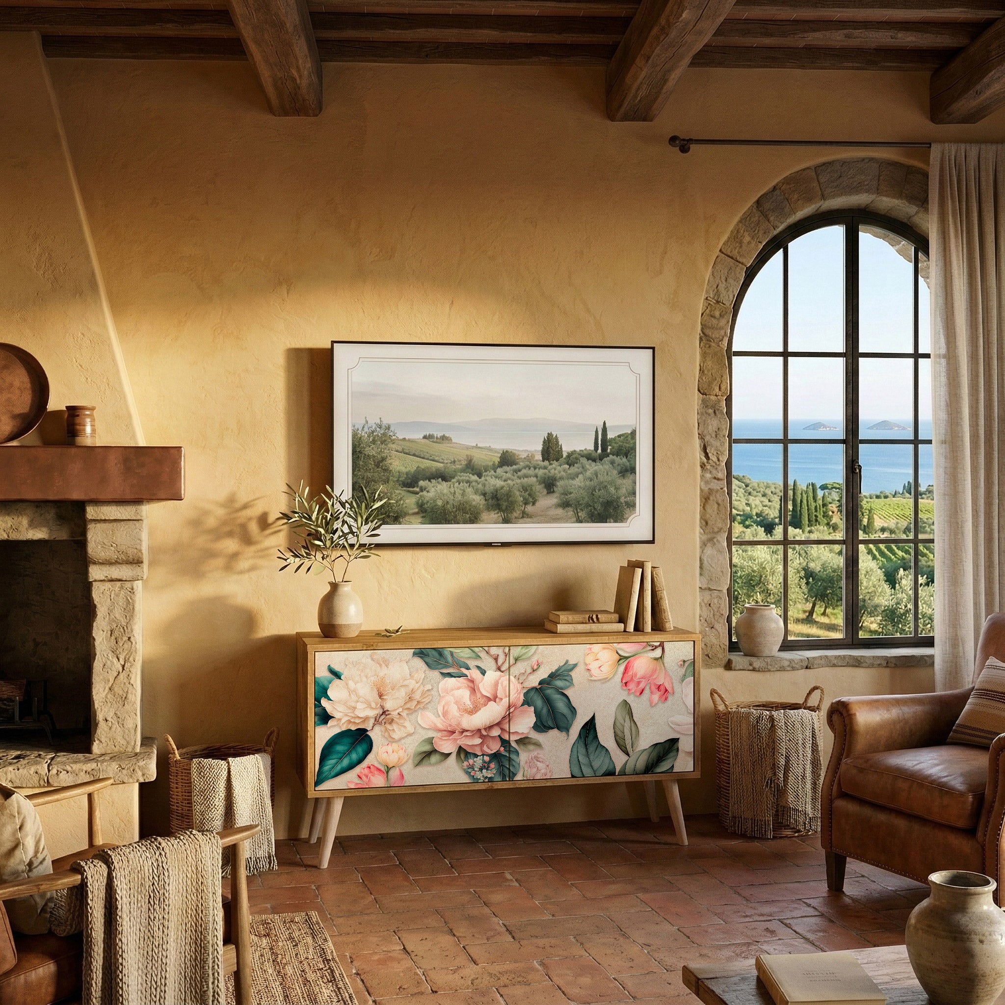 FLORAL GRACE Kompaktní dvoudveřový TV stolek