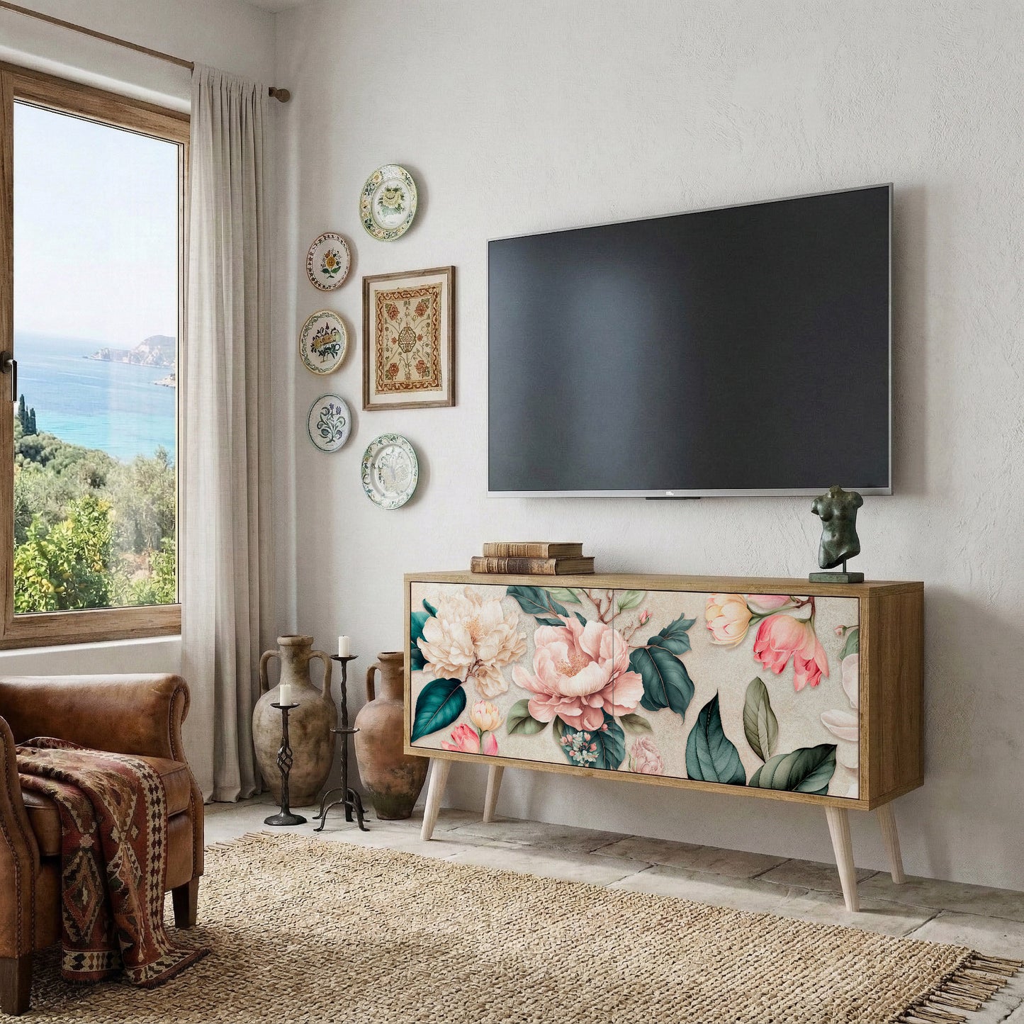 FLORAL GRACE Kompaktní dvoudveřový TV stolek