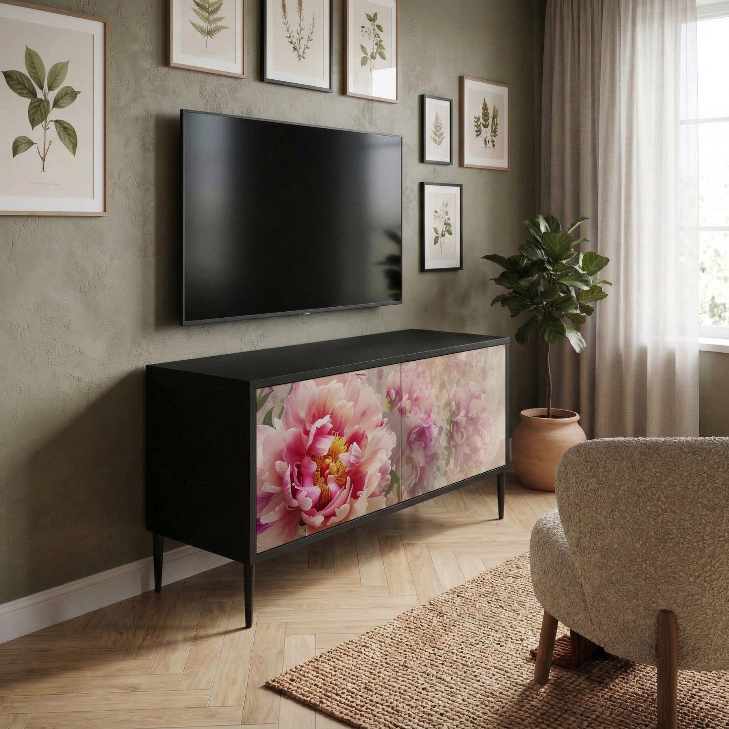 PEONY WHISPER Kompaktní dvoudveřový TV stolek