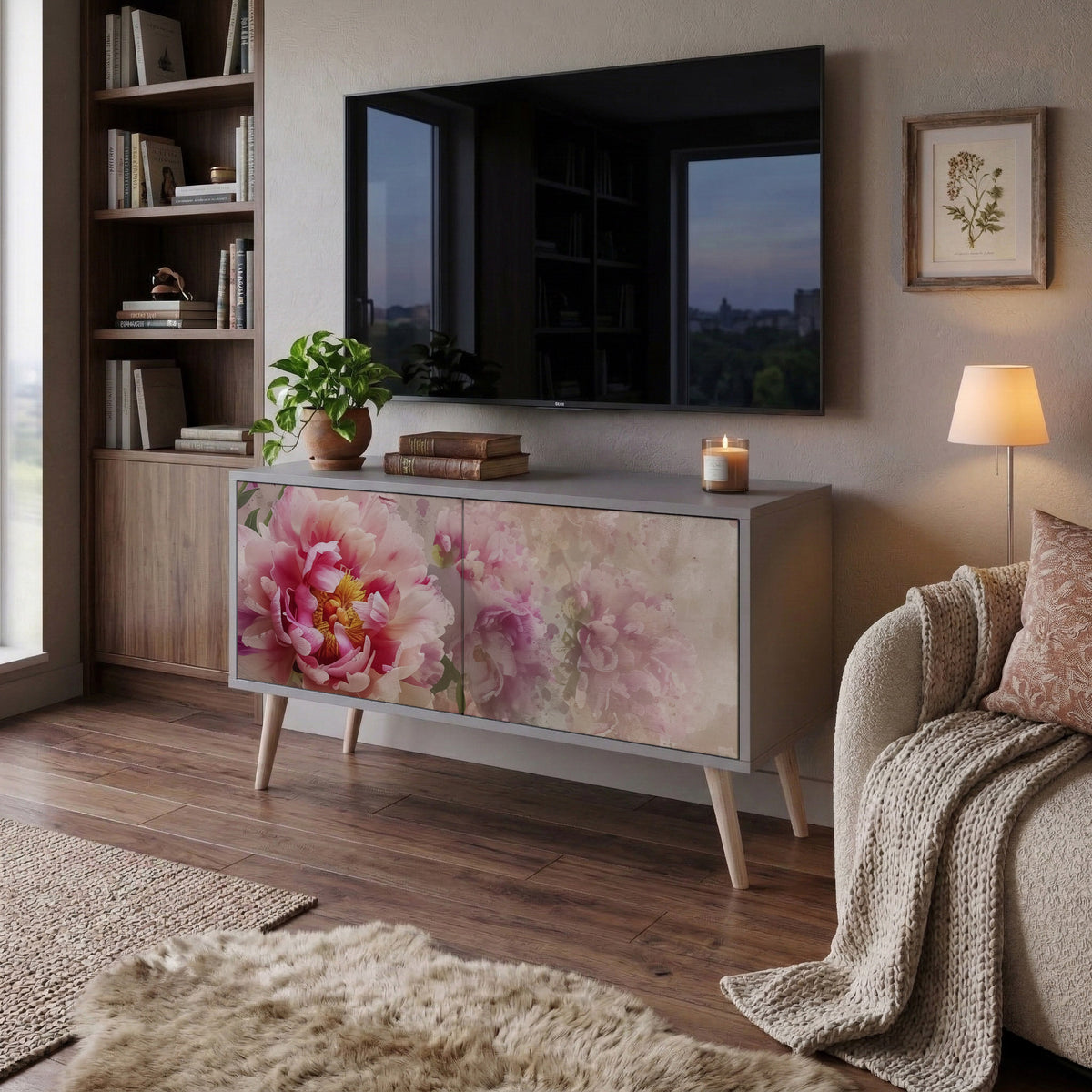 PEONY WHISPER Kompaktní dvoudveřový TV stolek