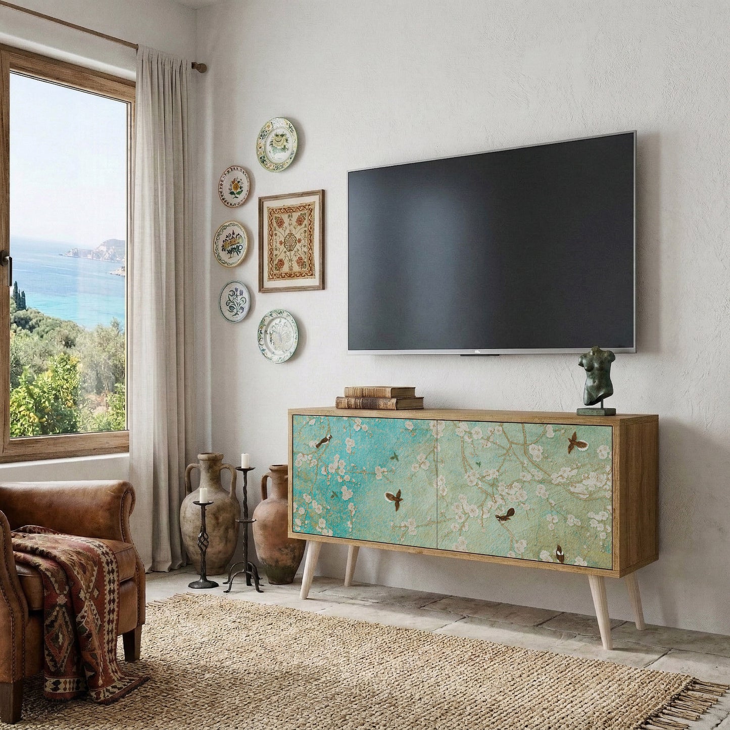 BLOOMING CHARM Kompaktní dvoudveřový TV stolek
