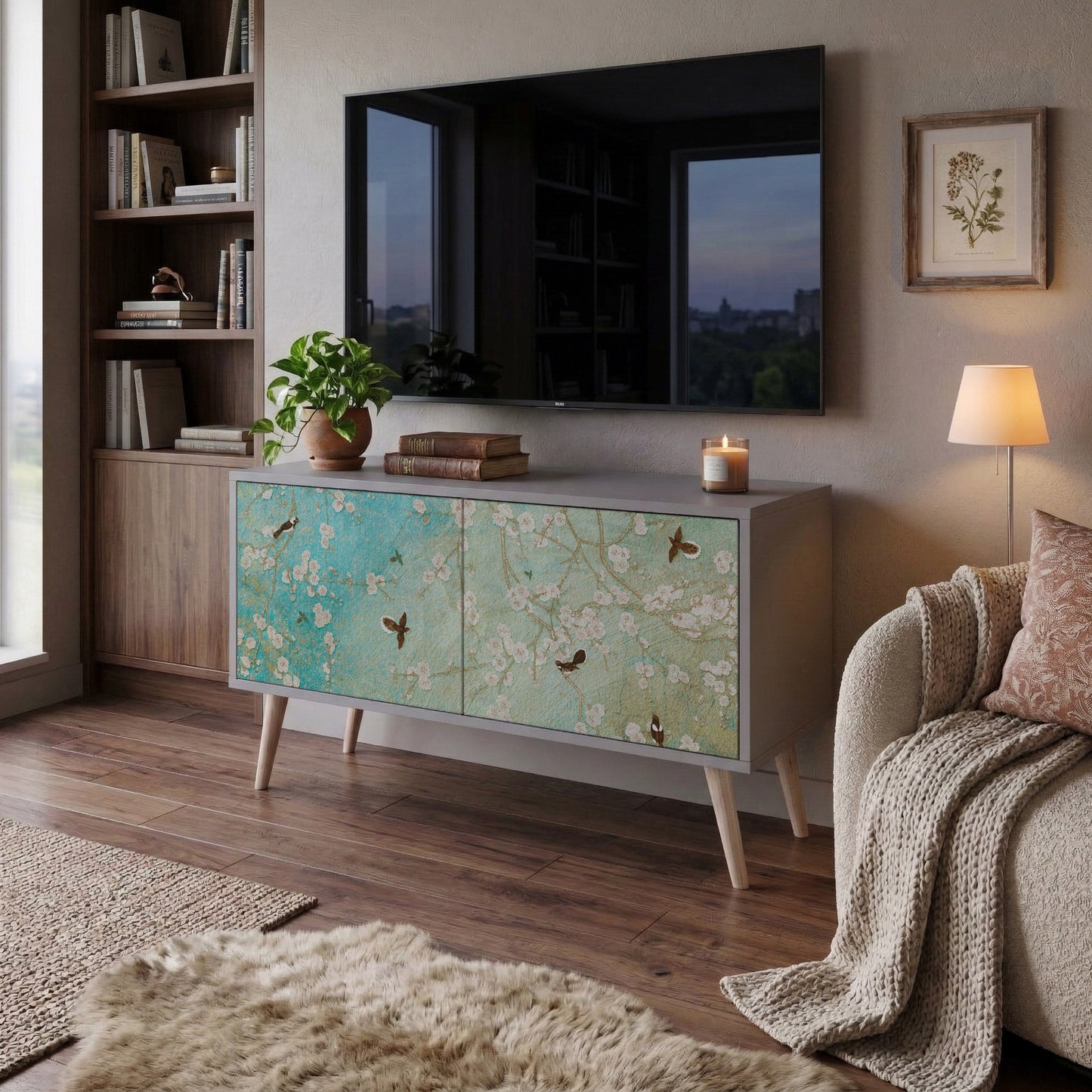 BLOOMING CHARM Kompaktní dvoudveřový TV stolek