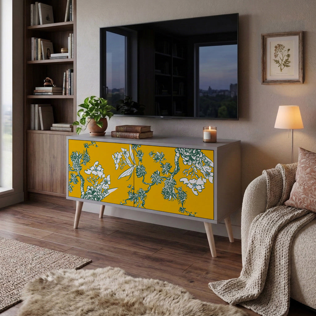 YELLOW CHINOISERIE Kompaktní dvoudveřový TV stolek
