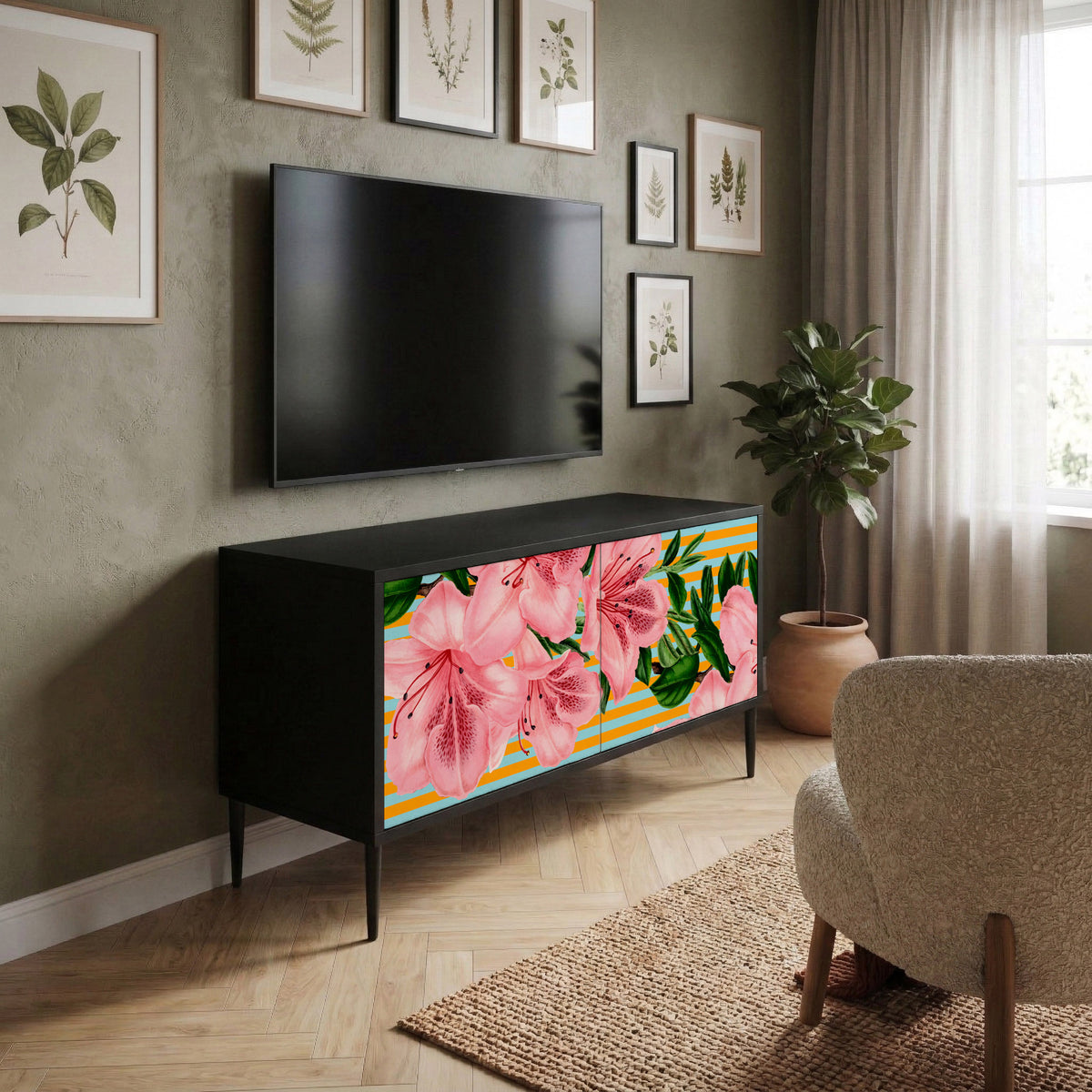 FRAGILE BEAUTY Kompaktní dvoudveřový TV stolek