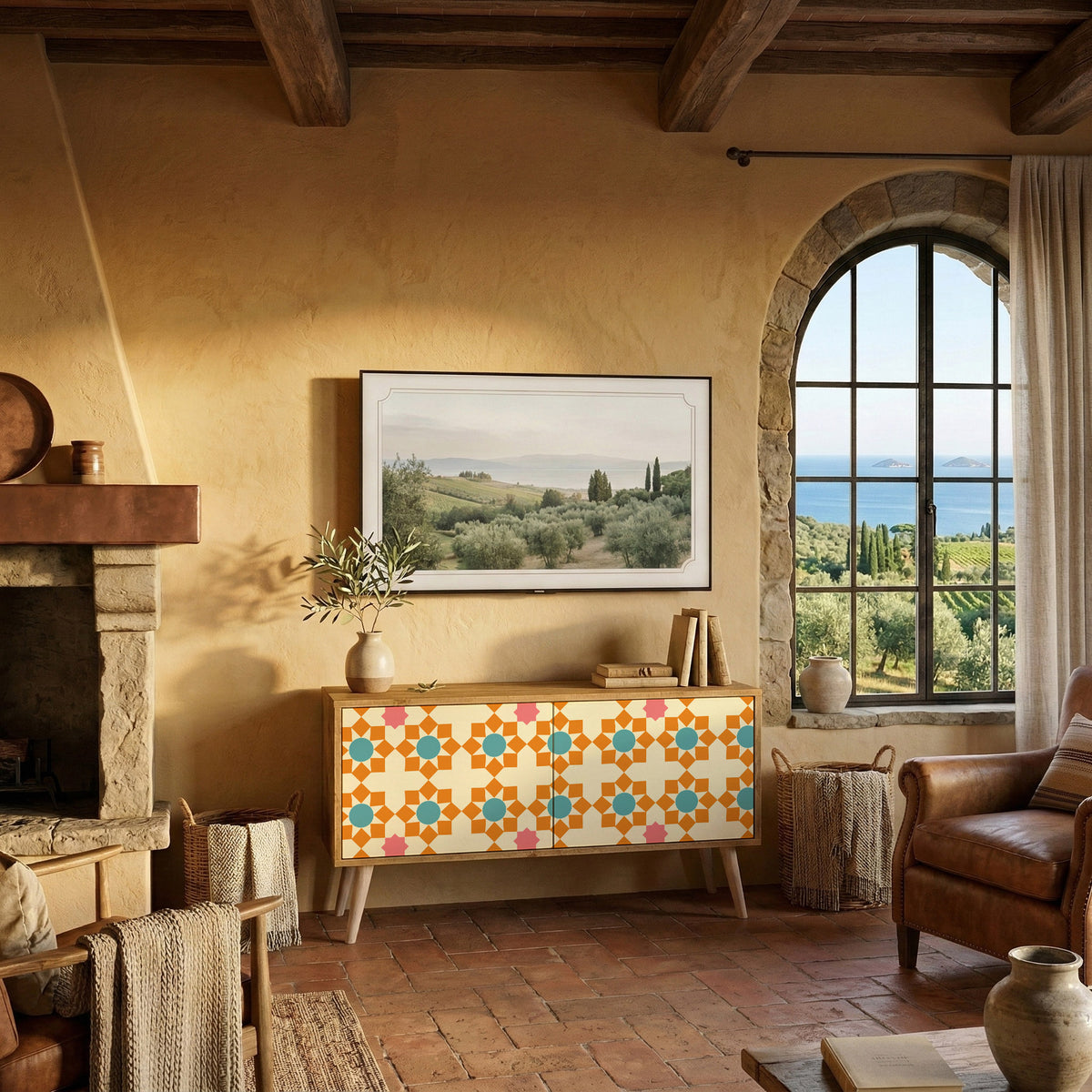 FLORAL DECOR Kompaktní dvoudveřový TV stolek