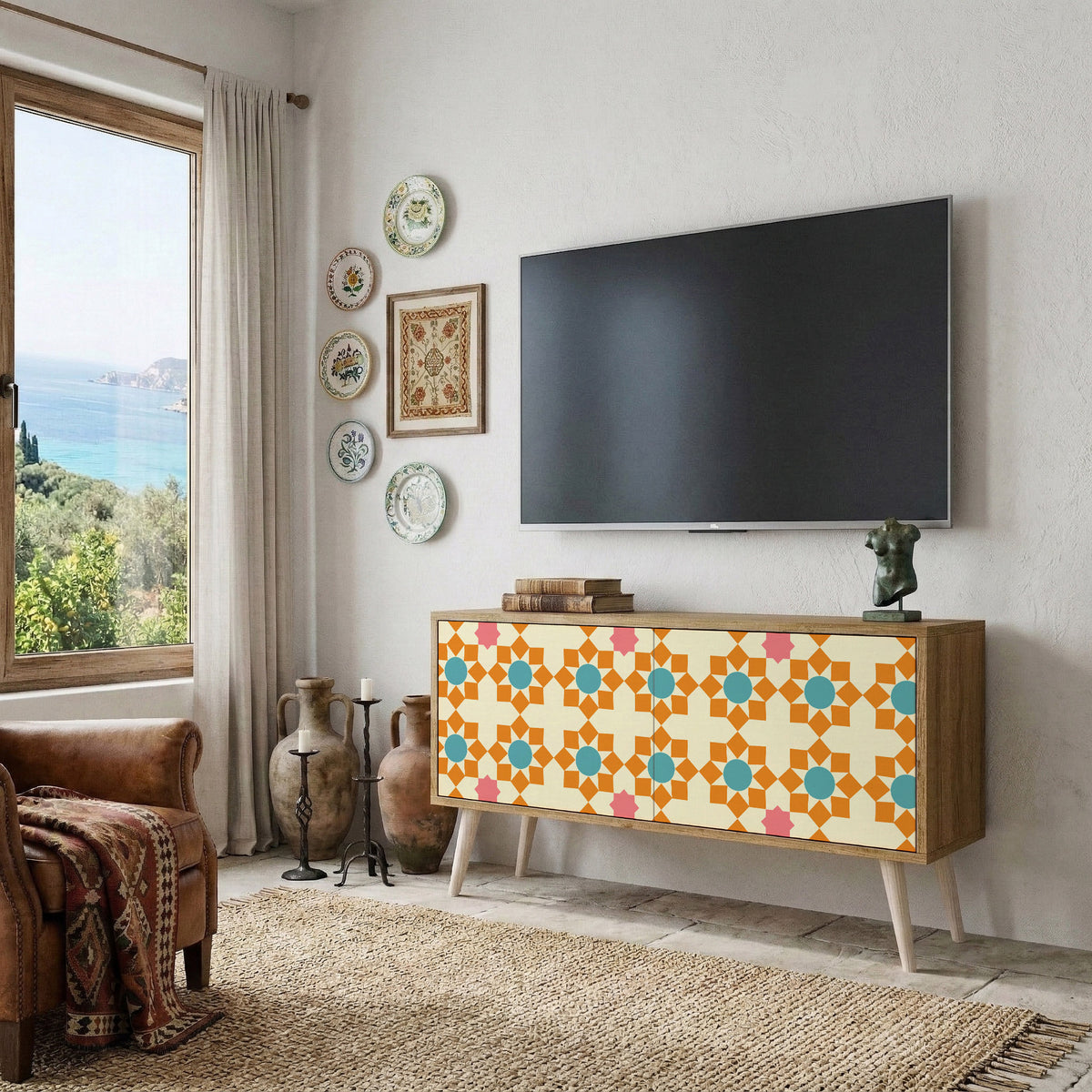 FLORAL DECOR Kompaktní dvoudveřový TV stolek