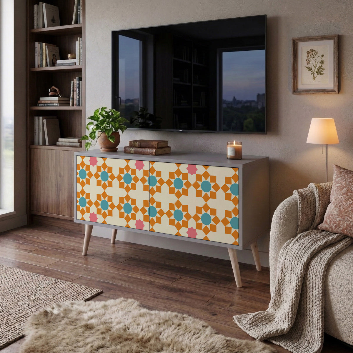 FLORAL DECOR Kompaktní dvoudveřový TV stolek