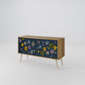 FLOWERS ON NAVY BLUE Compact 2-Door TV Cabinet