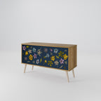 FLOWERS ON NAVY BLUE Compact 2-Door TV Cabinet