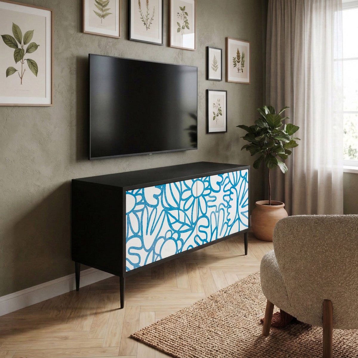 BLOOMY MORNING Kompaktní dvoudveřový TV stolek