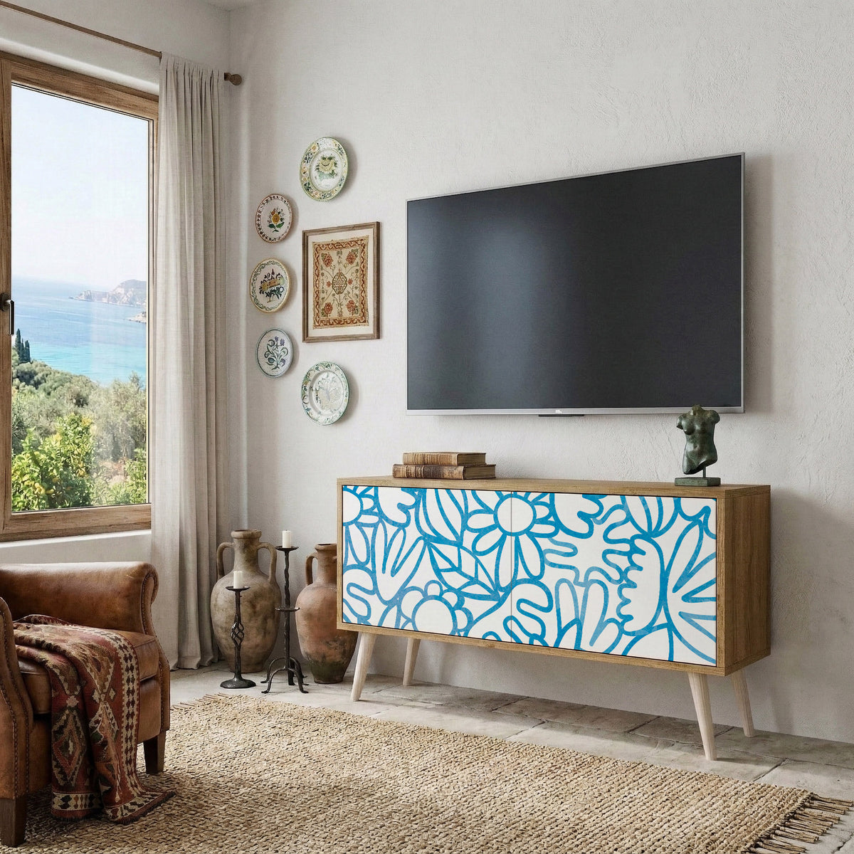 BLOOMY MORNING Kompaktní dvoudveřový TV stolek