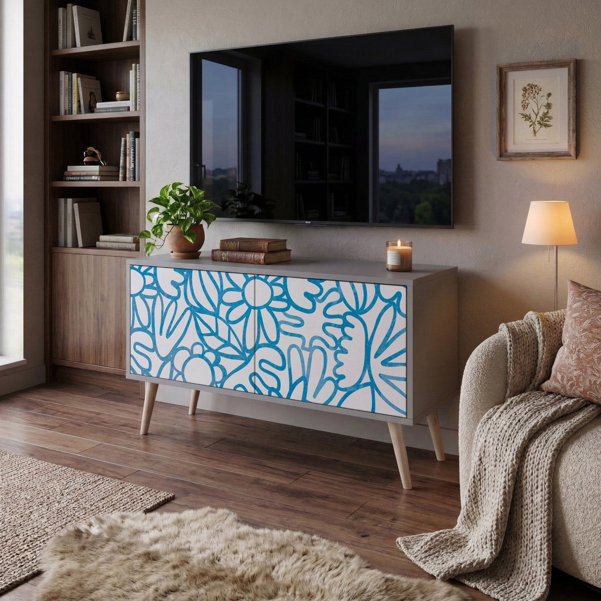 BLOOMY MORNING Kompaktní dvoudveřový TV stolek