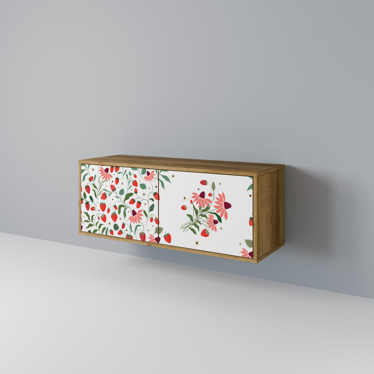FLOWERS AND STRAWBERRIES Kompaktní dvoudveřový TV stolek