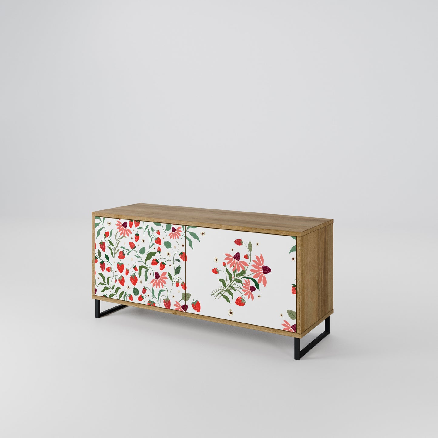FLOWERS AND STRAWBERRIES Kompaktní dvoudveřový TV stolek