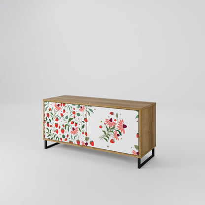 FLOWERS AND STRAWBERRIES Kompaktní dvoudveřový TV stolek