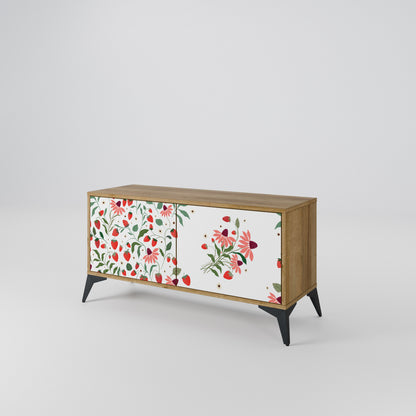 FLOWERS AND STRAWBERRIES Kompaktní dvoudveřový TV stolek