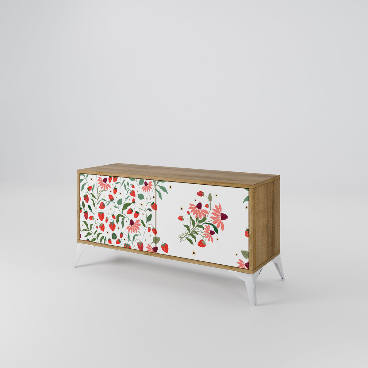 FLOWERS AND STRAWBERRIES Kompaktní dvoudveřový TV stolek