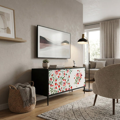 FLOWERS AND STRAWBERRIES Kompaktní dvoudveřový TV stolek