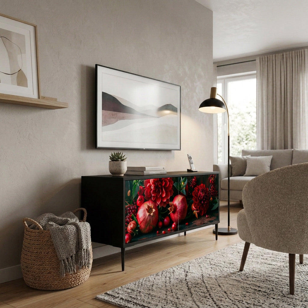 DAHLIAS AND POMEGRANATES Kompaktní dvoudveřový TV stolek