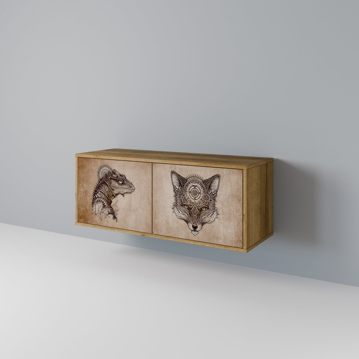 STEAMPUNK CLAN Kompaktní dvoudveřový TV stolek