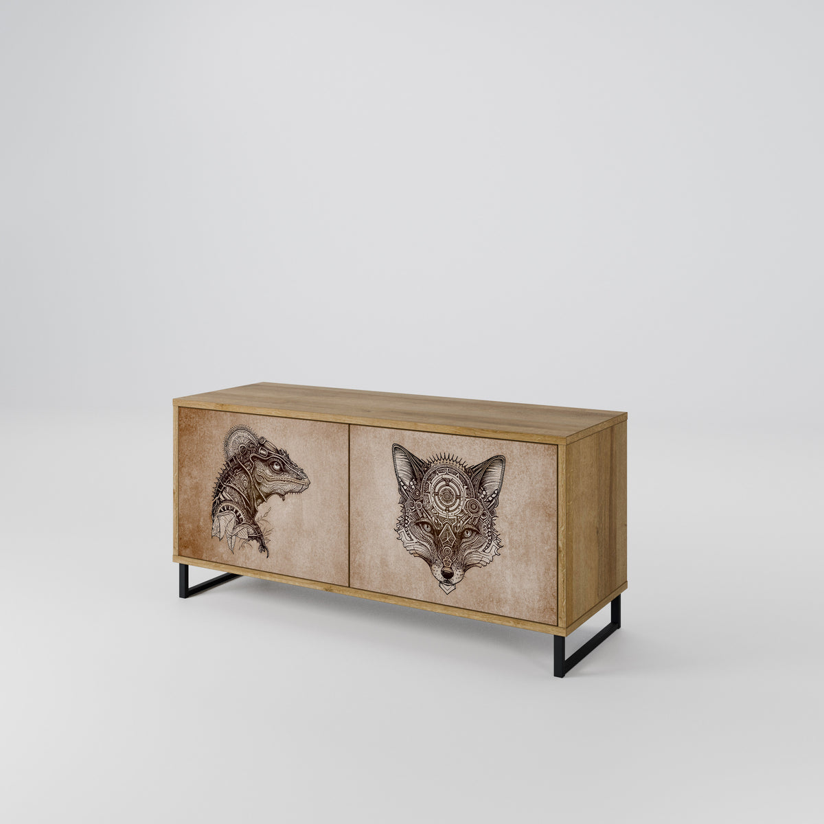 STEAMPUNK CLAN Kompaktní dvoudveřový TV stolek