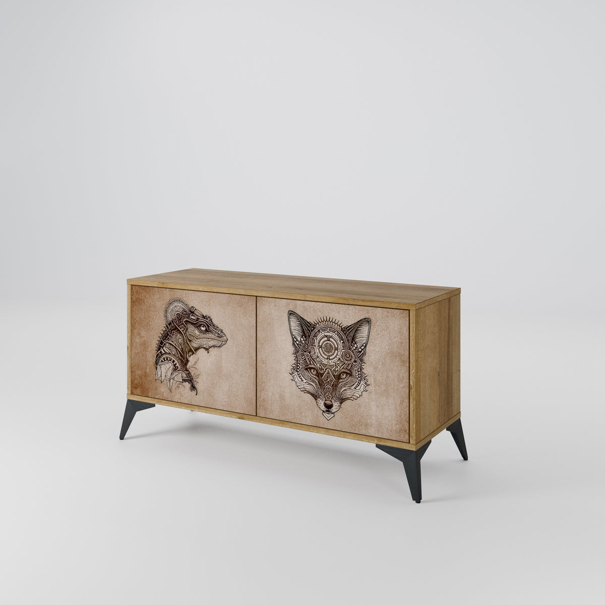 STEAMPUNK CLAN Kompaktní dvoudveřový TV stolek