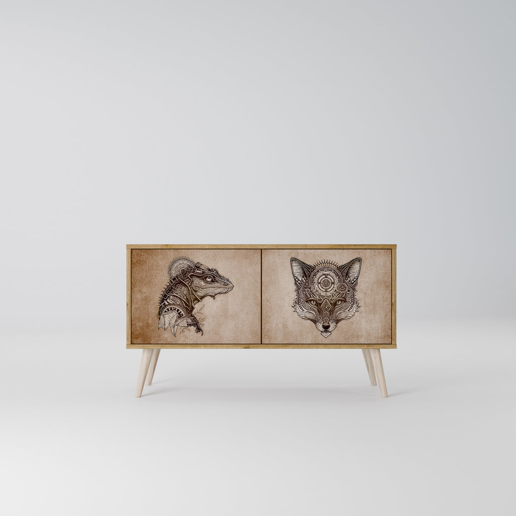 STEAMPUNK CLAN Kompaktní dvoudveřový TV stolek