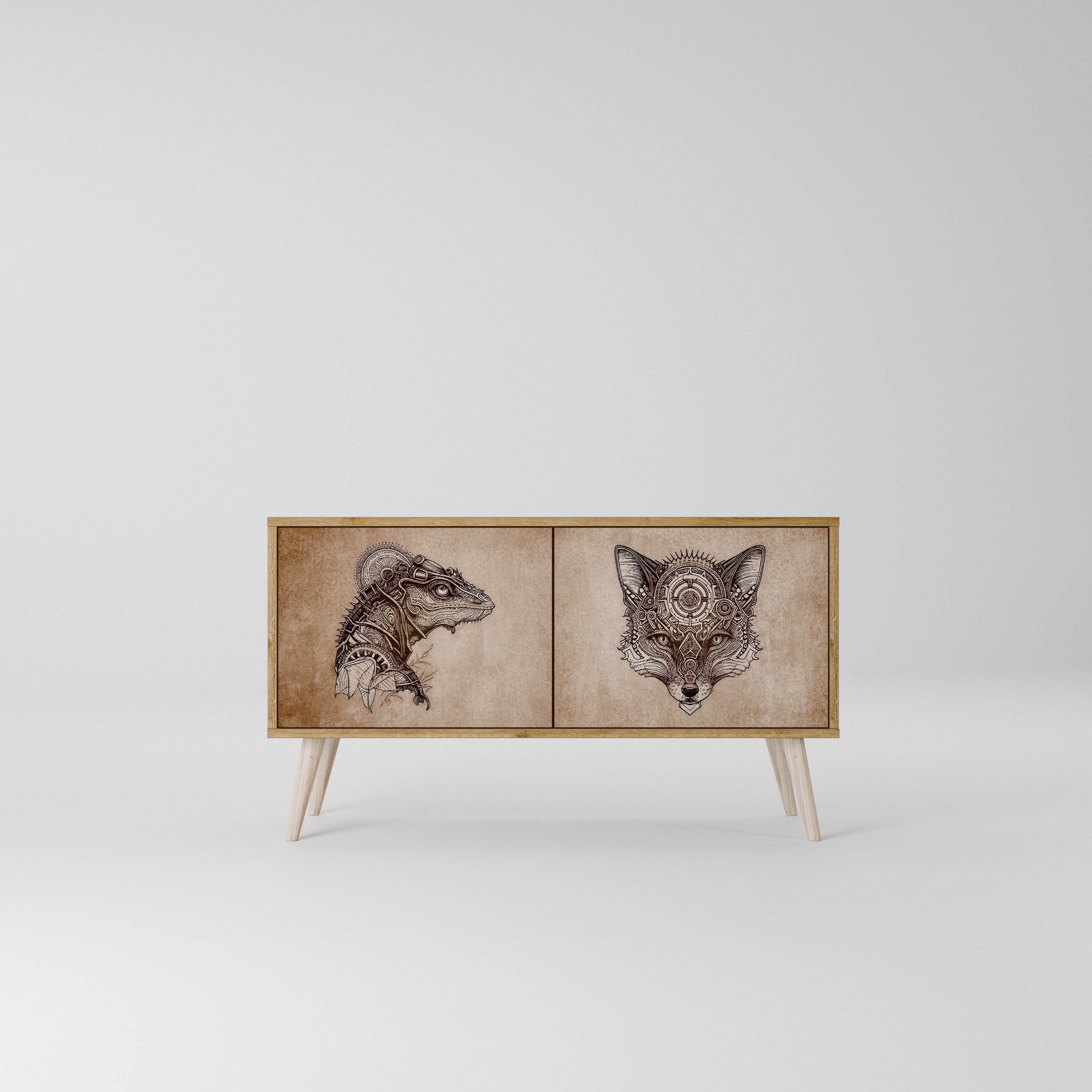 STEAMPUNK CLAN Kompaktní dvoudveřový TV stolek