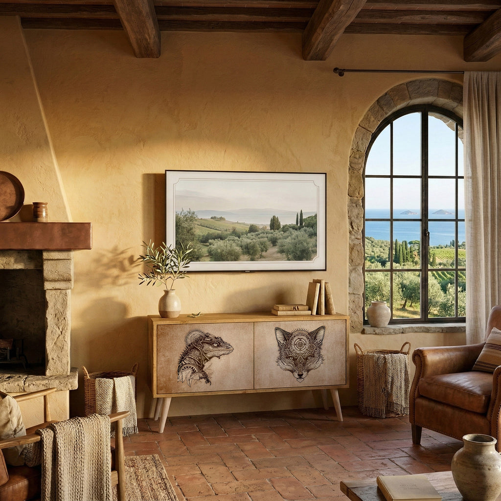 STEAMPUNK CLAN Kompaktní dvoudveřový TV stolek