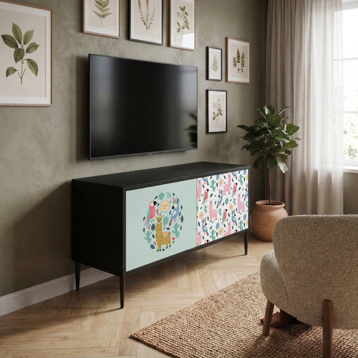 COLORFUL ALPACAS Kompaktní dvoudveřový TV stolek