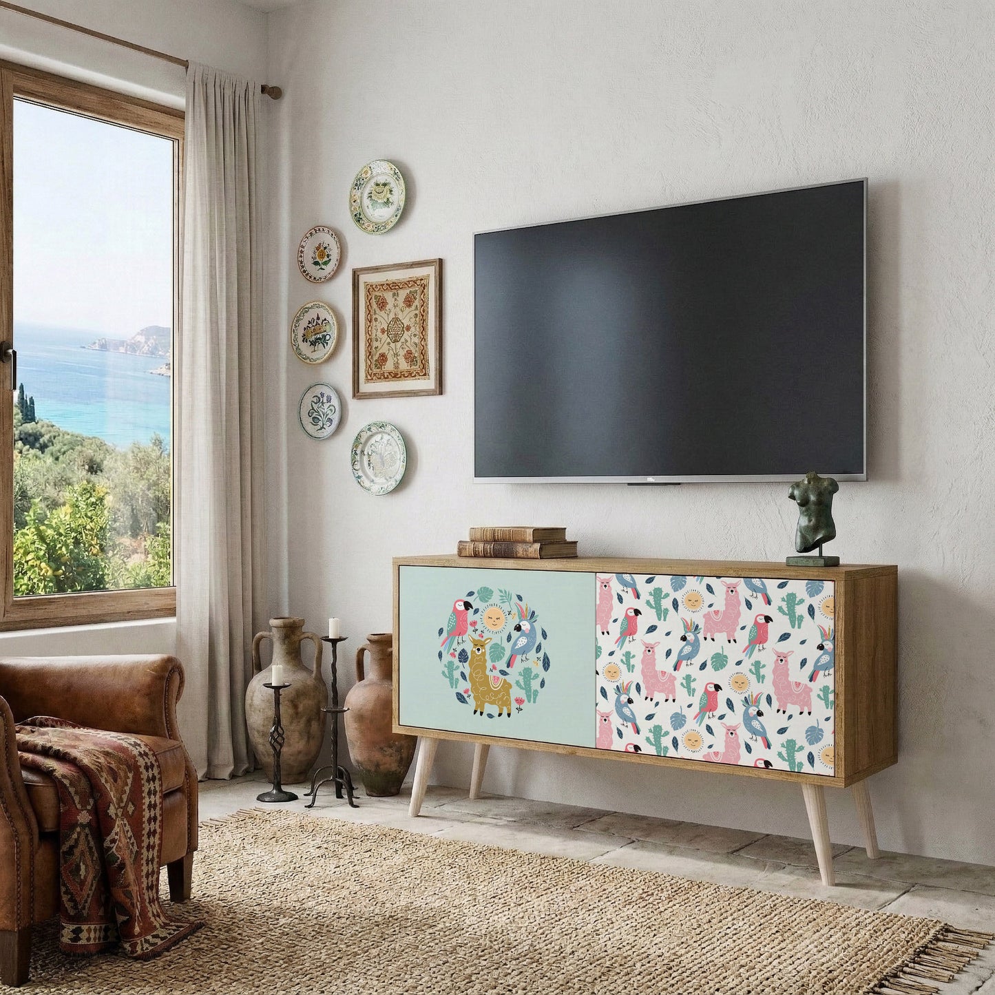 COLORFUL ALPACAS Kompaktní dvoudveřový TV stolek